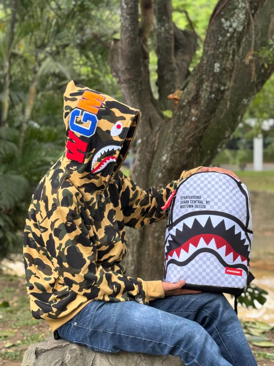 Morral Sprayground Shark Mouth Checkered Backpack