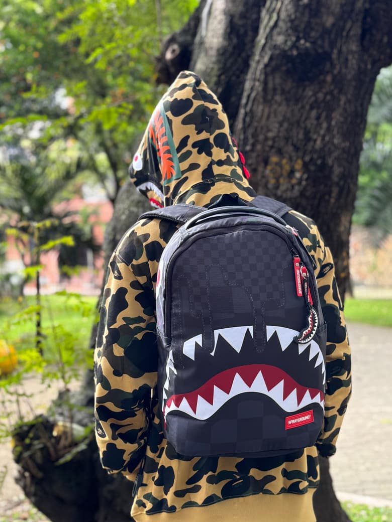 Morral Sprayground Shark Mouth Checkered Backpack
