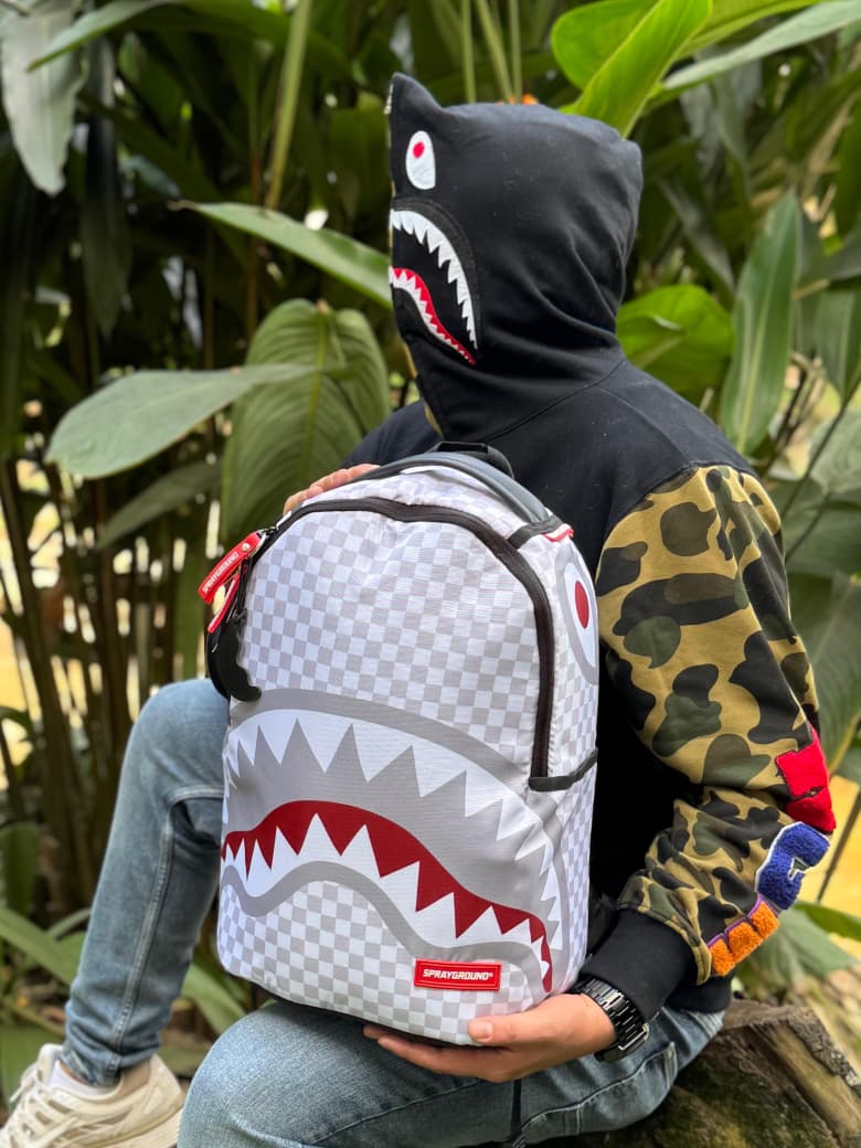 Morral Sprayground Shark Mouth Checkered Backpack