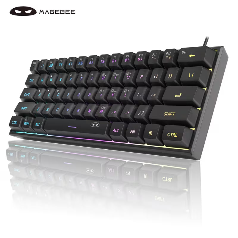 Teclado Gamer Mini 60% MageGeee TS91 Mecánico Ergonómico con Retroiluminación RGB