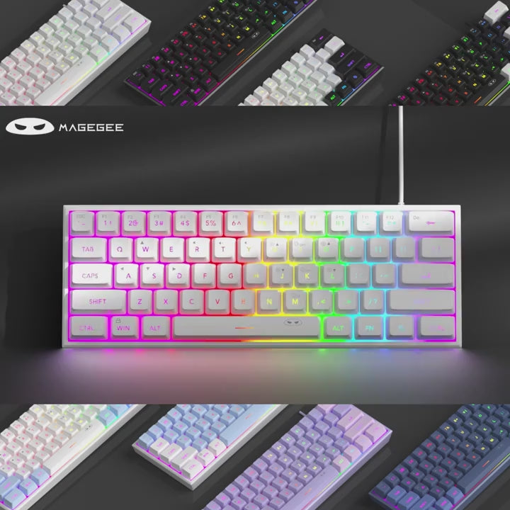 Teclado Gamer Mini 60% MageGeee TS91 Mecánico Ergonómico con Retroiluminación RGB